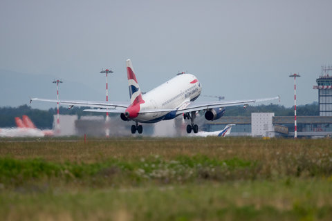 Jet British Airways in decollo da Malpensa